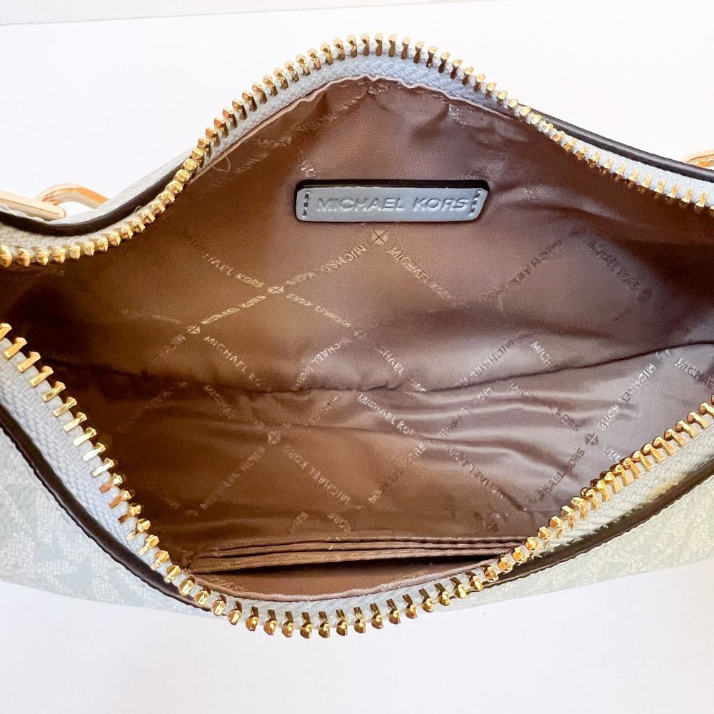 Michael Kors Cora Medium Shoulder Crossbody Bag MK Pale Ocean Blue - Picture 11 of 12